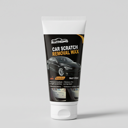 AI-styled studio view of RAYHONG car scratch removal wax tube