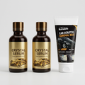 AI-styled Premium Shine Kit with two Crystal Serum ceramic coating bottles and one RAYHONG wax tube